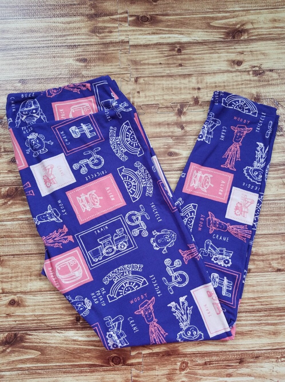 LuLaRoe Disney Toy Story Leggings TC Tall Curvy Blue Pink Pixar 12-18